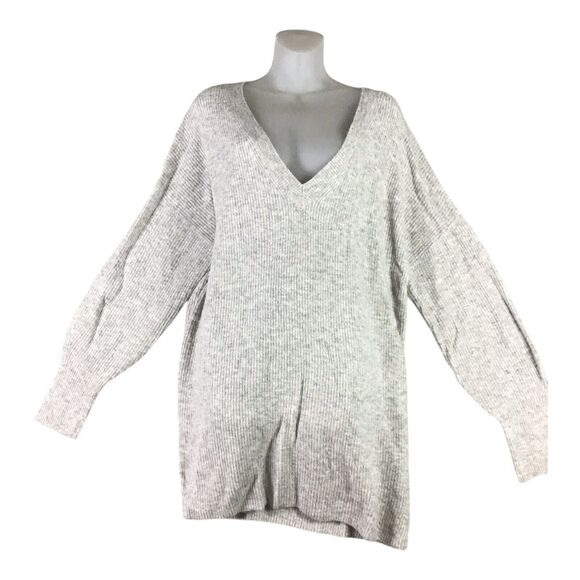 Halogen Womens 1X Heather Grey V-Neck Ribbed Long Pullover Sweater NWT - Picture 13 of 14